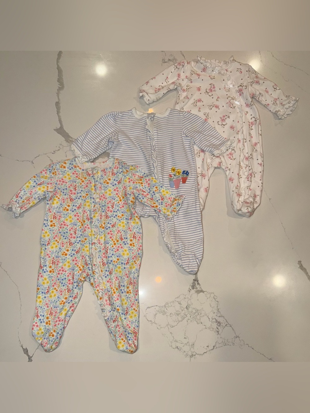 Little Me 3 Month Baby Girl Sleeper Footie Lot